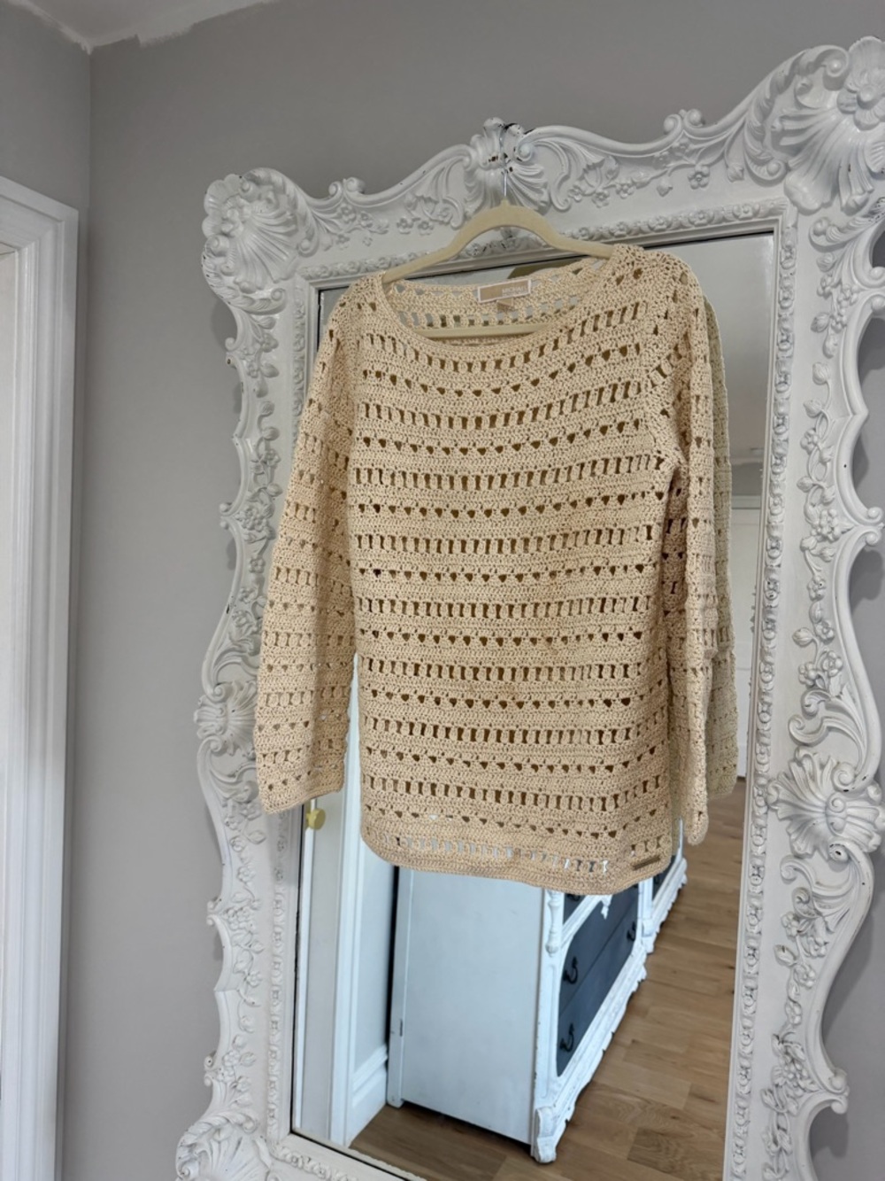 Michael Kors Cream Crochet Cream Sweater Women’s Dress Top